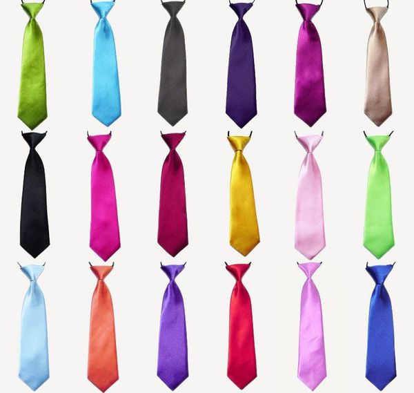 

100pc baby boy school wedding elastic neckties neck tiessolid plain colors 32 child school tie boy9222601, Red;brown