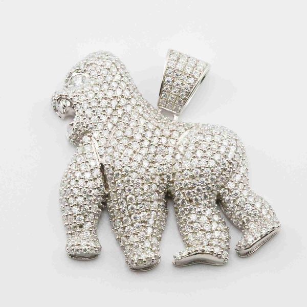 

custom 18k gold hip hop rap pendant 40mm full diamond gorilla, Silver