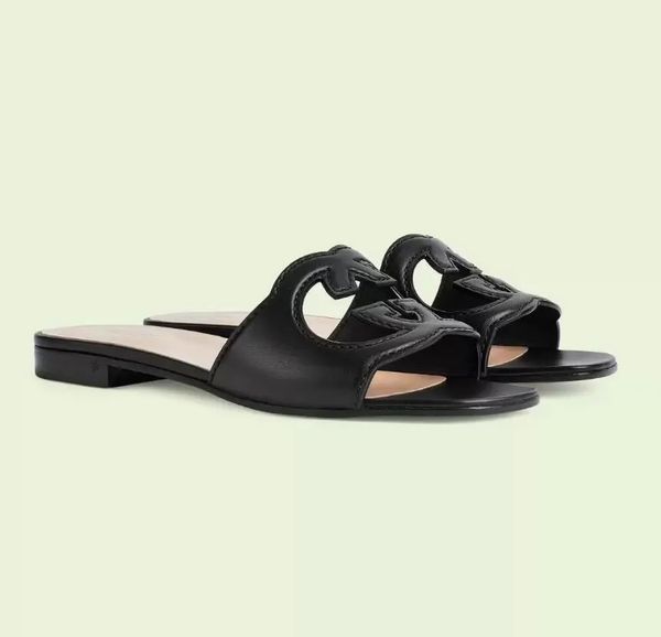 

women 's sandal shoes wide-band beach sandals casual slippers luxury leather slides outdoor lady calfskin leather ladies comfort walkin, Black