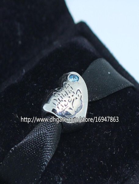 

s925 sterling silver baby boy charm bead with blue cz fits european jewelry bracelets necklaces & pendant1108676, Black