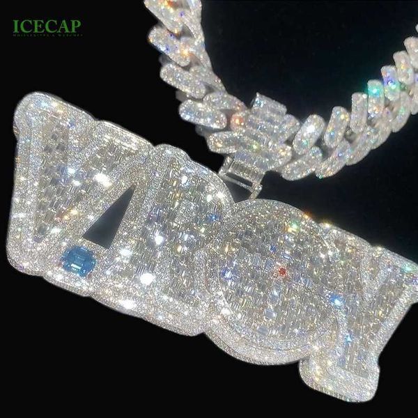 

luxury custom letters pendant necklace 925 sterling silver hiphop moissanite pendant pass diamond tester gra