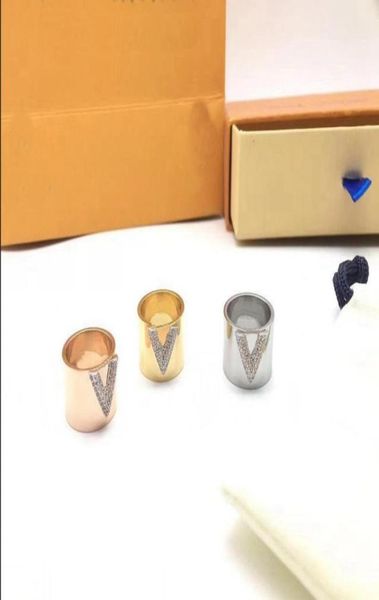 

men lady women 316l titanium steel band cluster rings full diamond initials wide ring brand jewelry5031141, Golden;silver
