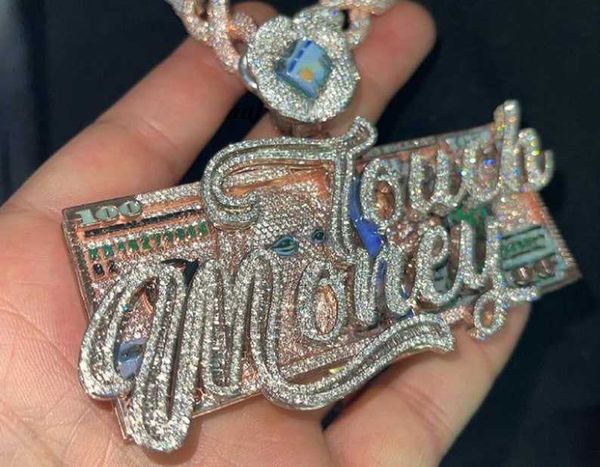 

rectangle men vvs moissanite pendant custom 14k gold plated letter iced out cz hip hop customized diamond pendants, Silver