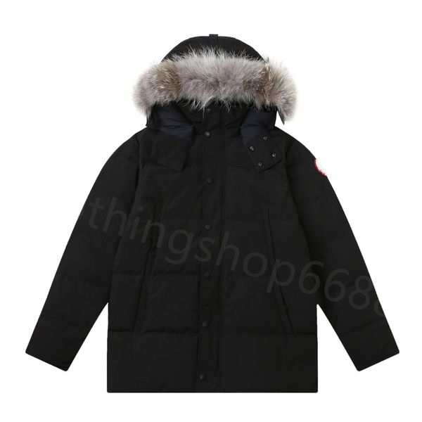 

jackets mens down canadian parka winter waterproof cloth men wolf fur wyndham jacket hooded fourrure outwear raccoon furs warm coat, Black