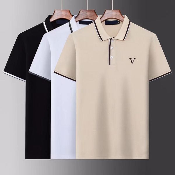 

fashion polo shirt luxury brand men's designer polo shirt summer fashion breathable short sleeve polo collar casual top, White;black