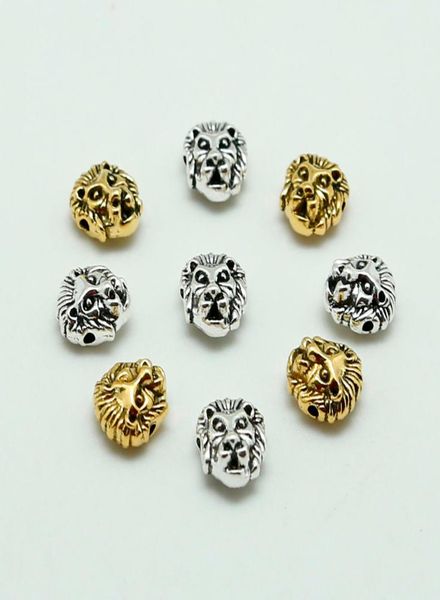 

metal charms diy antique sliver gold color tibetan lion head beads spacer beads for jewelry making 11x12mm4498245, Blue;slivery