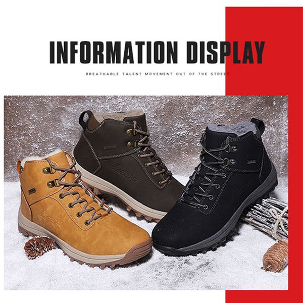 

2023 winter cotton shoes sports shoes outdoor large size women's boots cotton shoes men casual warm snow boots outdoor shoes, Black