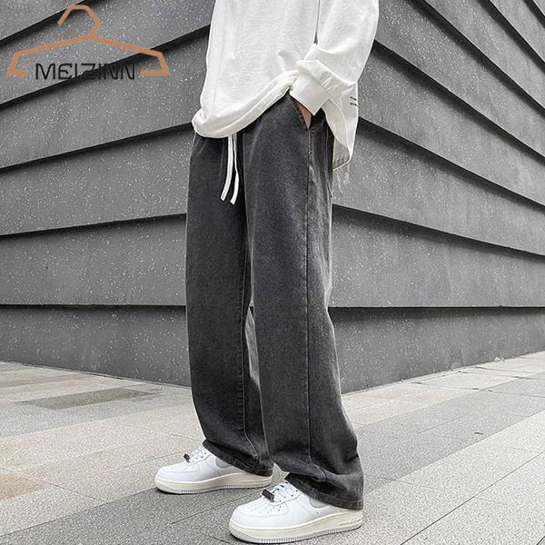 

men's black brand spring hip hop streetwear korean wide leg pants fashion y2k straight casual jeans men 230316 l230726, Blue