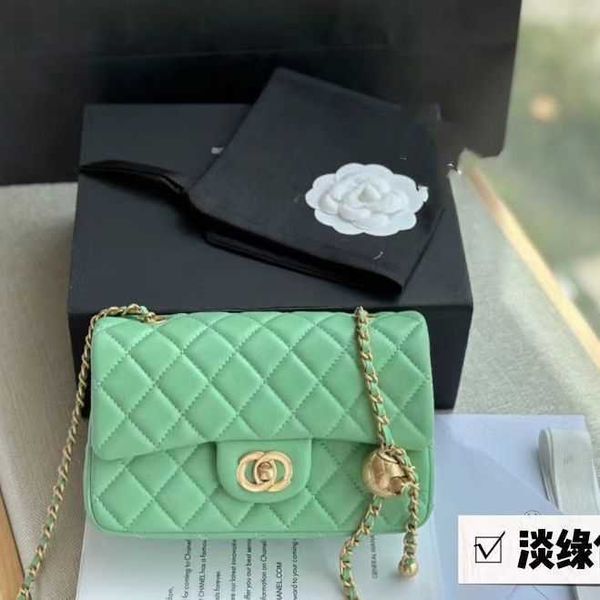 

new premium classic cf leather small fragrance style square fat boy golden ball diamond checker chain fashion one shoulder crossbody girl