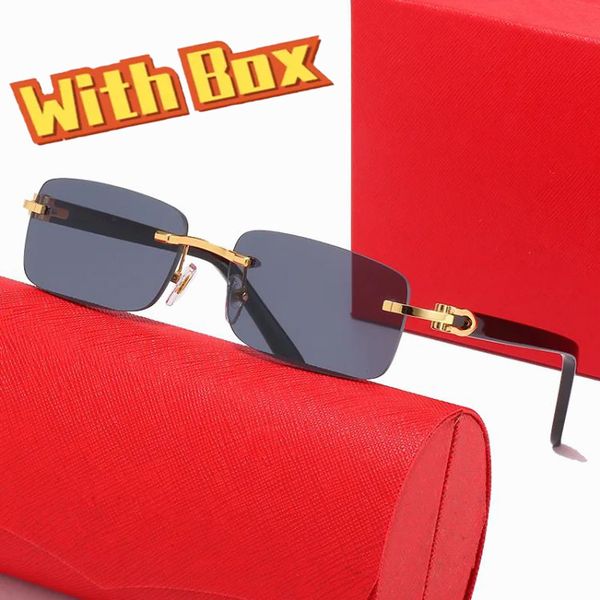 

luxury diamond rimless mens sunglasses fashion rectangle sunglasses men antireflection adumbral light proof black goggle with box beach driv, White;black