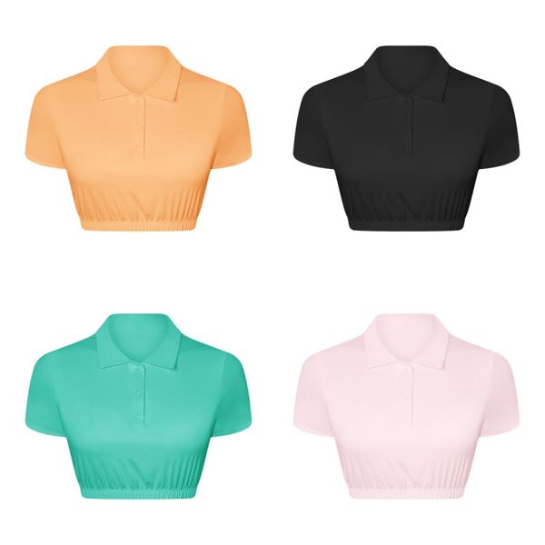 

new sports short sleeve polo shirt breathable chest pad waist yoga tight short t-shirt polo