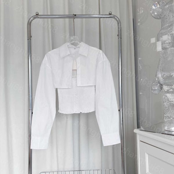 

23ss women shirt womens designer clothing high neck blouse short lapel style fake two halter long sleeve shirts women clothes, White