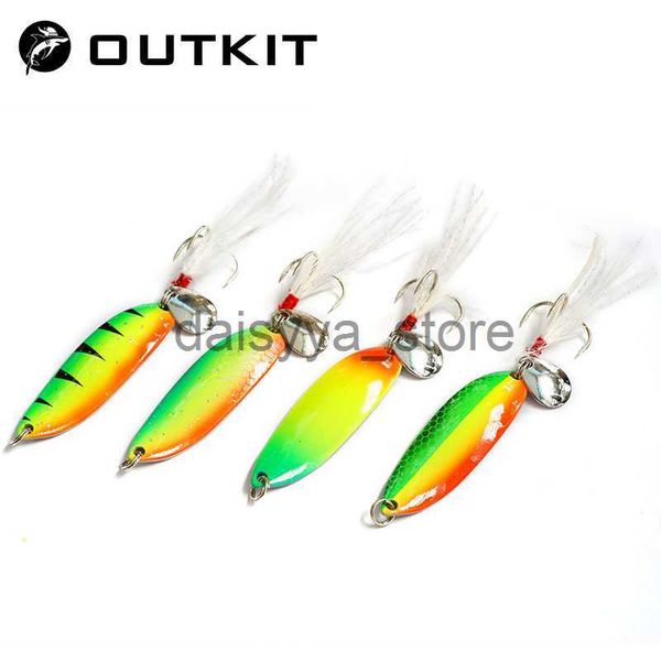 

baits lures outkit metal spoon lure 5g/9g/13g/18g/21g saltwater fishing lure with feather laser body sinking bait for carp fishing bait x072