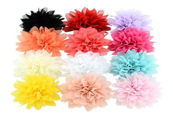 

baby hair clips 35 inch girl chiffon flowers hairpins hair accessories boutique ribbon flower with clip children fashion barrette6305198, Slivery;white