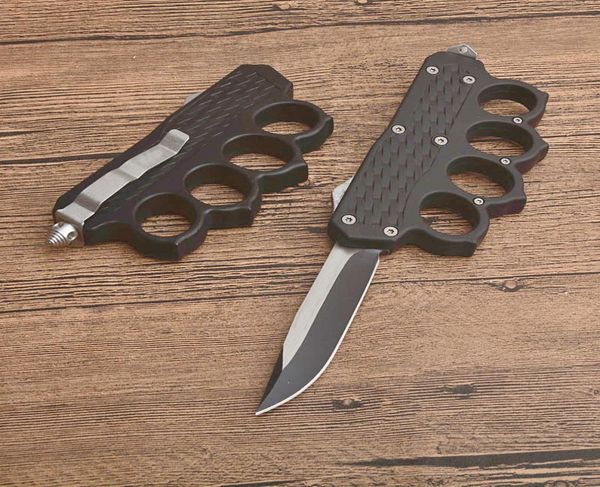 

knuckle auto tactical knife 440c single edge drop point fine znal handle blade gift knives with nylon bag4625193