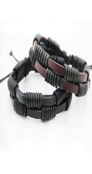 

new trendy men039s leather braided hemp bracelets handmade genuine leather wristband wrap bracelet jewelry gifts st7016833, Black