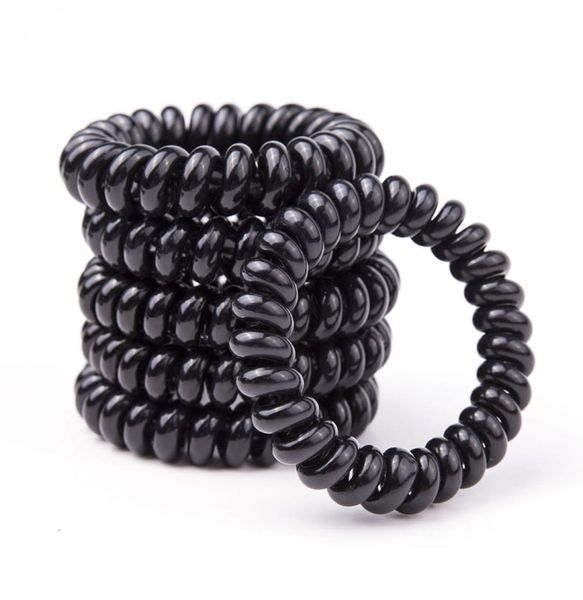 

5cm black color telephone wire cord hair tie girls kids elastic hairband ring rope bracelet stretchy1962443, Pink
