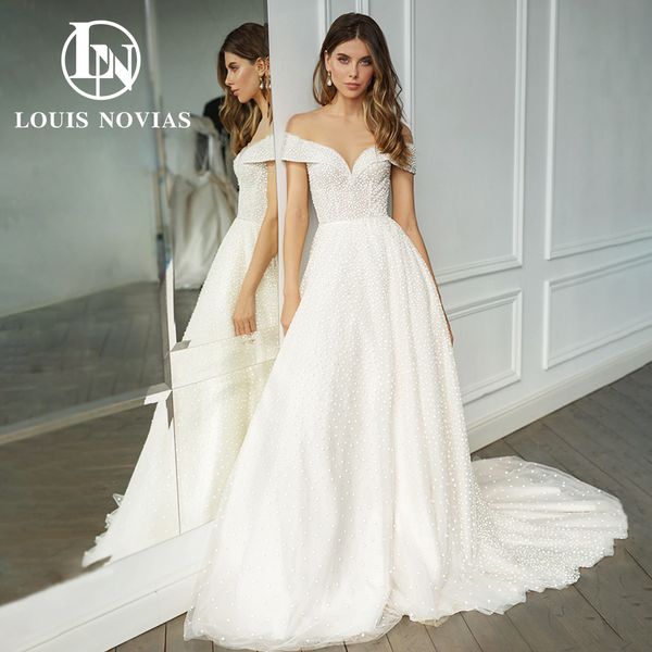 

a-line wedding dress 2023 flowy sweetheart invisible neckline backless graceful polka dot lace dress for bride princess vestidos de novia, White