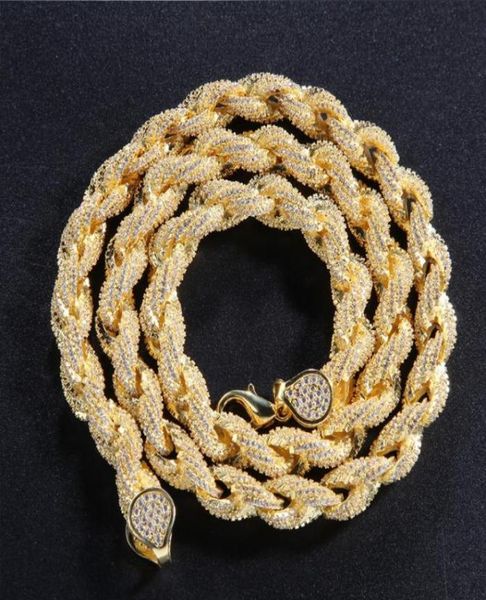 

chains hip hop full iced out 8mm 22inch rope chain necklace ed link gold silver color for women men fashion jewelry gift5110930