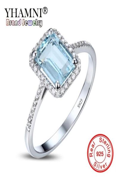 

yhamni original 100 925 sterling silver ring fashion wedding engagement jewelry sky blue cz crystal ring for women gift zr539942871817864, Slivery;golden
