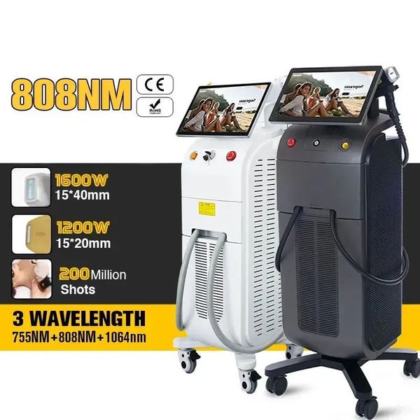 

new style two handles diode laser 755 808 1064nm hair removal machine skin rejuvenation 15.6 inches 4k touch screen