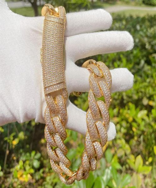 

mens fashion hip hop necklace 20mm 18202224inch yellow white gold plated bling cubic cz cuban chain necklace bracelet jewelry g3969953, Silver