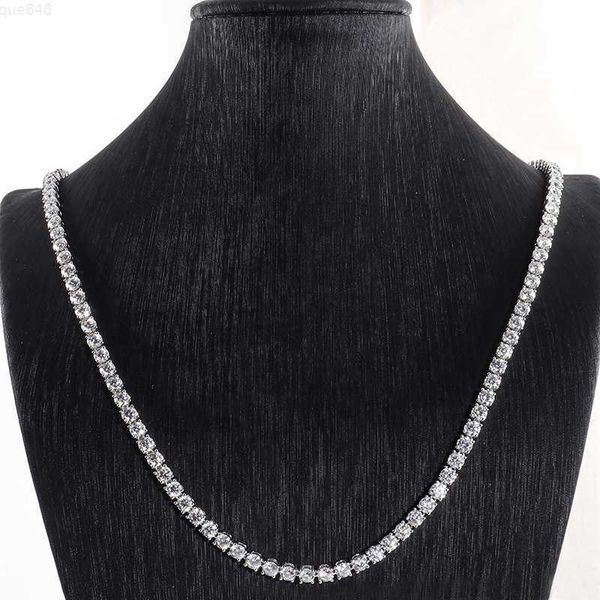 

custom fashion jewelry 22inches def 3mm round moissanite tennis chain in silver/10k/14k prong settings necklace