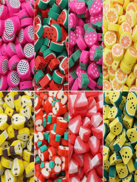 

30pcslot 10mm fruit beads polymer clay spacer bead mixed color polymerclay charms for jewelry making diy bracelets necklace whole9884390, Black