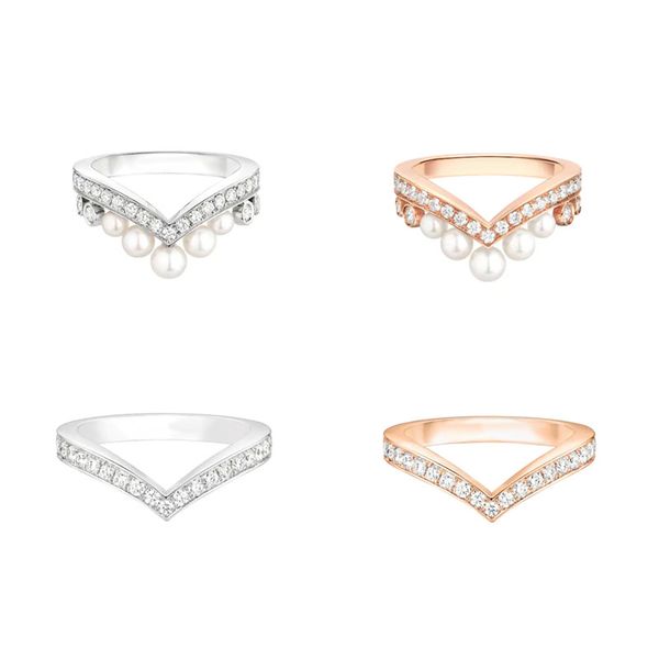 

chaumet paris luxury fashion brand jewelry 925 sterling silver rose gold couple pearl love ring high quality