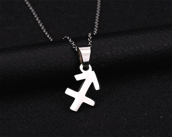 

new 12 constellations stainless steel 3 colors zodiac sign sagittarius pendant necklace name necklace birthday gift bijoux2701217, Silver