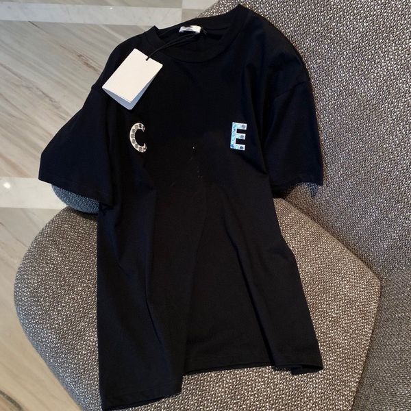 

men's t shirts early spring new rivet letter round neck short sleeve t-shirt for men and women lovers same cotton trend, White;black