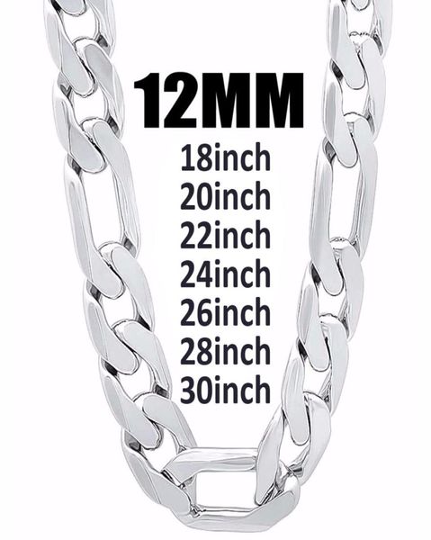 

12mm width 925 silver men neck chain necklace jewelry fashion 1830 inch length men039s curb cuban jewerly gift fa7960747