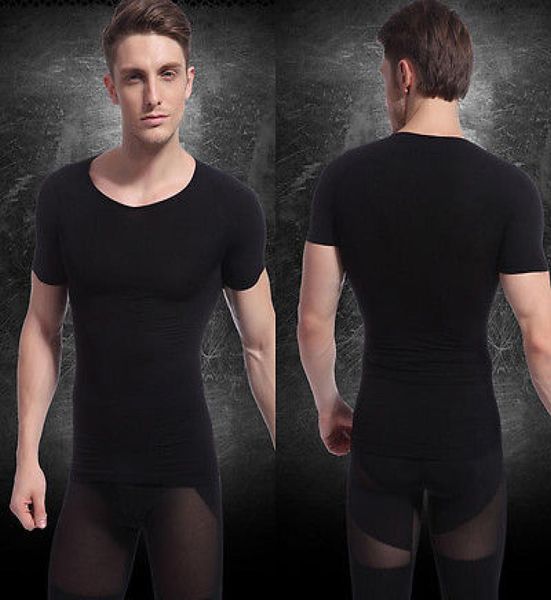 

wholemens slimming body shaper belly fatty underwear vest tshirts corset compression1319683, Black;brown
