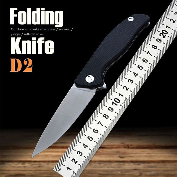 

new tacticaledc folding knife d2 blade g10 handle tactical camping bushcraft hunting military rescue utility knife multi-function tool