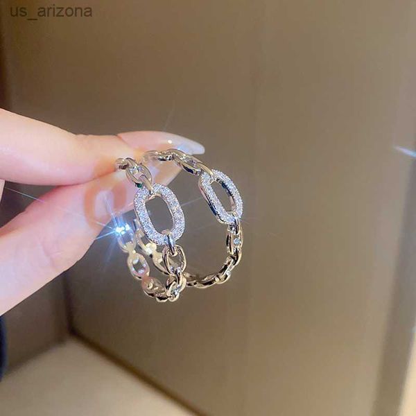 

uilz simple chain shaped hoop earrings mirco pave zircon stone stylish daily wear women accessories earrings versatile jewelry l230620, Golden;silver