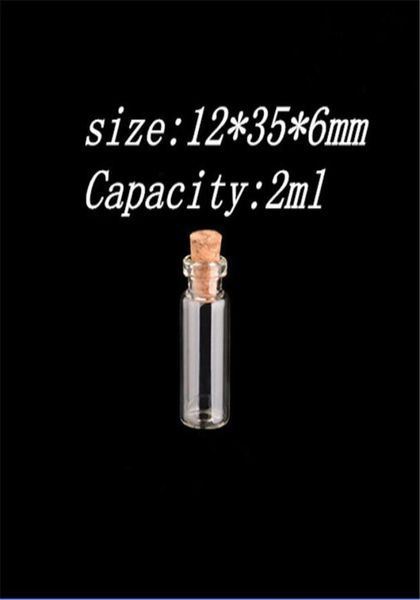 

12356mm 2ml glass bottles with cork small transparent mini empty glass vials jars 200pcslot3475676