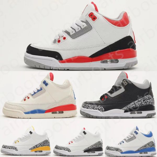 

kids shoes 3s basketball 3 designer sneakers youth toddler boys girls retro trainers outdoor sports big kid children sneaker blue fire red b, Black