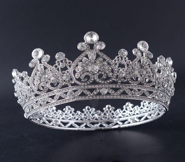 

european and american highend bride crown alloy diamond round crown queen headbands wedding dress accessories headpieces jewelry4711080, Silver