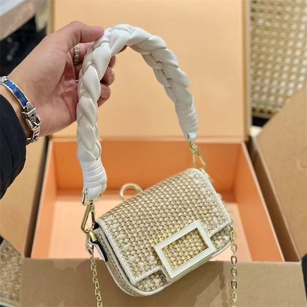 

Woman Straw Crossbody Bag designer bag handbag Crochet Handle small mini chain bags cute purses flaps 10A, Black(9*8cm)