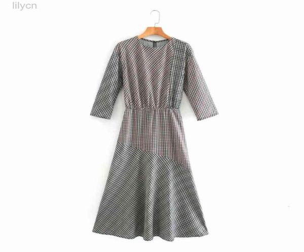 

print crew dress designer clothing long sleeve new1 fall autumn new women039s dresses fashion with plaid midi casual9358540, Black;gray