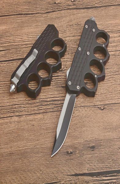 

knuckle auto tactical knife 440c single edge drop point fine znal handle blade gift knives with nylon bag4108451