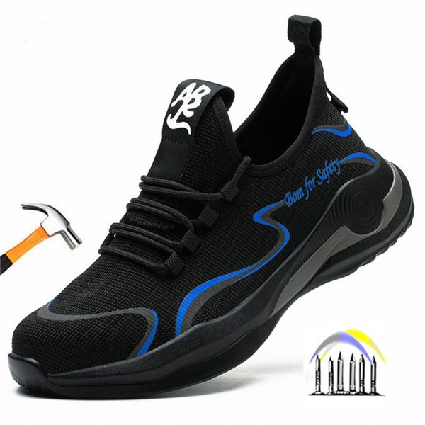 

dress shoes anti puncture lightweight safety shoes breathable men work smashing sneakers with steel toe cap 230726, Black