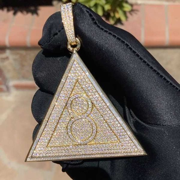 

hip hop full iced out necklace s925 two-tone baguette moissanite letter pendant, Silver