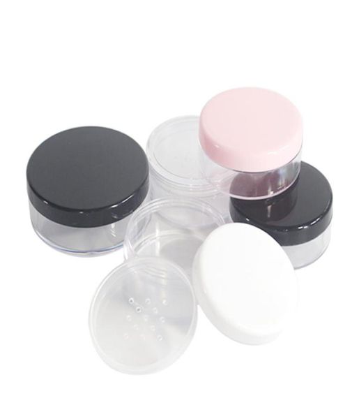 

30g 50g new loose powder jar with sifter empty cosmetic container makeup compact with blackwhiteclearpink cap f33355777506