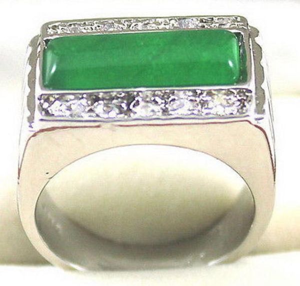 

whole emerald green jade crystal white gold plated ring size 7895580483, Golden;silver