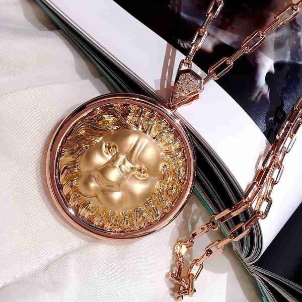 

18k real gold with diamond big lion necklace chain 18k gold necklace, Silver