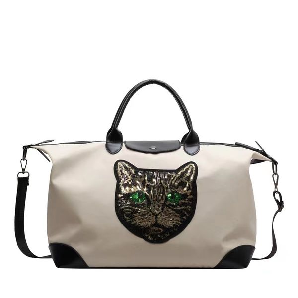 

2023 new travel bag large capacity portable couple portable travel bag cartoon cat head fitness bag diagonal luggage factory direct sales