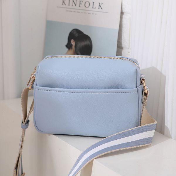

evening bags solid square women crossbody wide fabric strap bag ladies fashion handbags zipper leather shoulder 230725