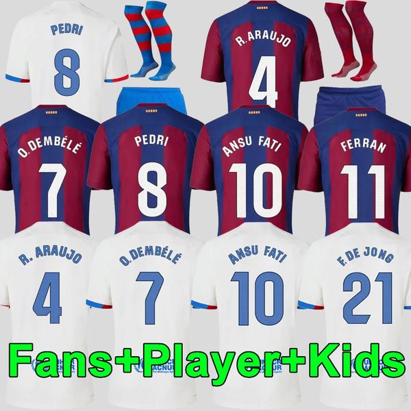 

fans player 23 24 lewandowski soccer jersey gavi camiseta de futbol pedri ferran 2023 2024 fc ansu fati raphinha football shirt men kit kids, Black;yellow