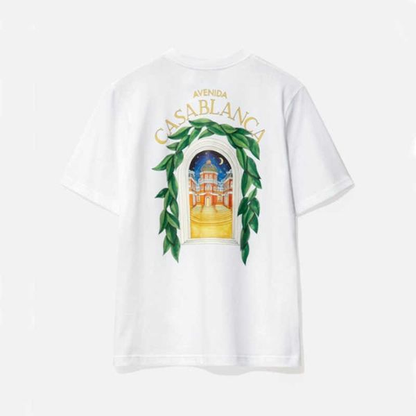 

23ss casablanca mens designer t shirt star castle printed men's and women's pullover loose casual versatile short sleeve t-shirt, White;black